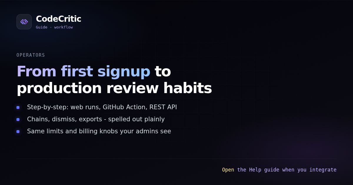 CodeCritic User Guide — Getting Started, GitHub Action, API